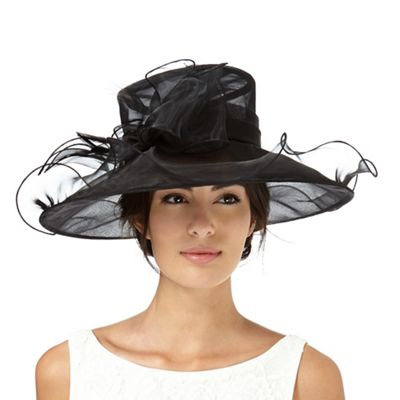 Black curled trim organza hat